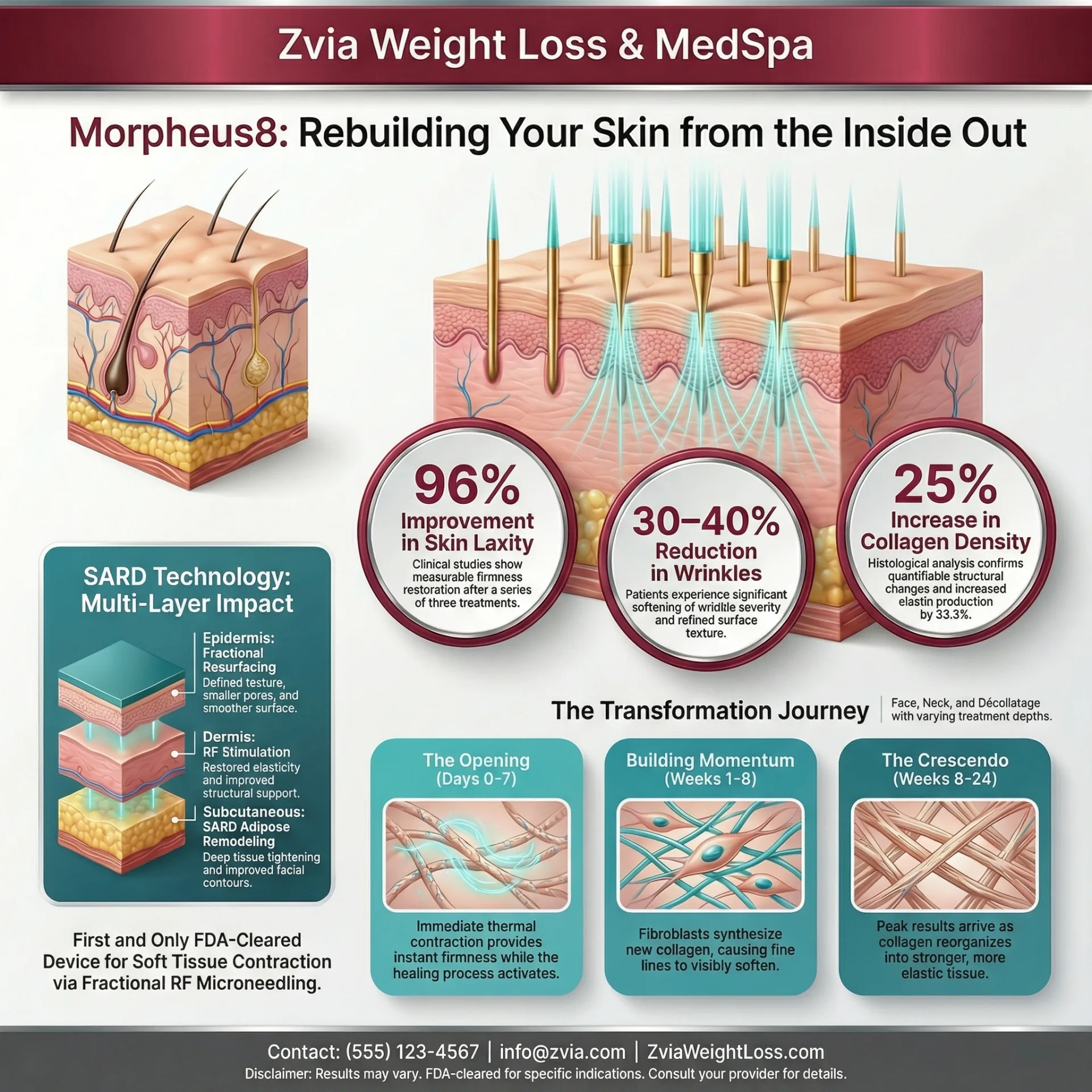 Morpheus8 treatment overview — procedure details, expected results, and care guide infographic